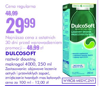 Płyn poprawiający komfort wypróżnień DULCOSOFT MAKROGOL 4000 promocja
