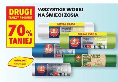 Wszystkie worki na śmieci marki Zosia DRUGIE -70% promocja w Biedronka