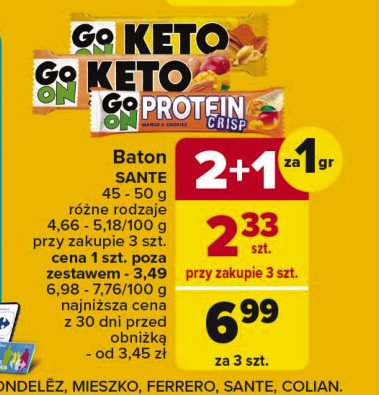 Baton keto peanut&carob Go on! promocja