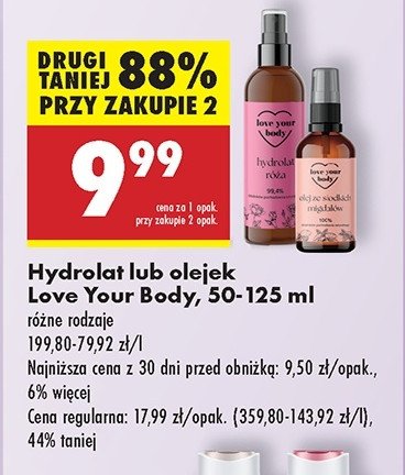 Hydrolat róża Love your body promocja w Biedronka