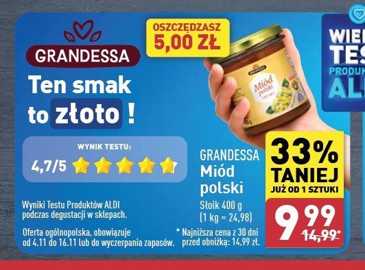 Miód wielokwiatowy nektarowy GRANDESSA promocja