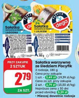 Sałatka warzywna ze śledziem Pacyfik 2 rodzaje promocja w Dino