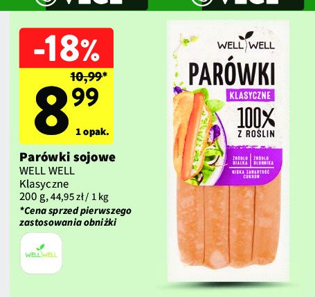 Parówki roślinne klasyczne Well well promocja w Intermarche