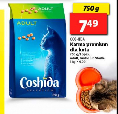 Karma dla kota sterilised Coshida promocja
