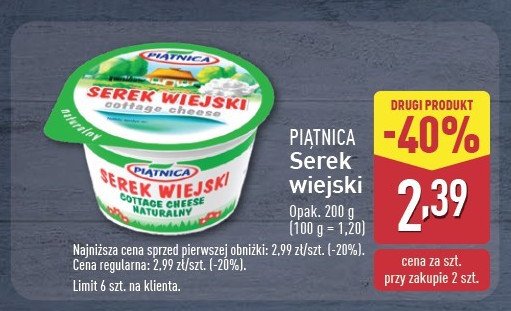 Serek wiejski Piątnica naturalny promocja w Aldi