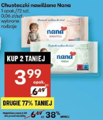 Chusteczki nawilżane Nana promocja w Delikatesy Centrum
