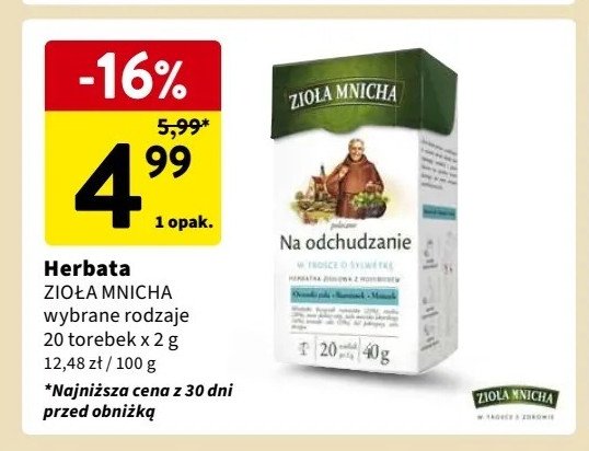 Herbatka na odchudzanie Big-active zioła mnicha promocja