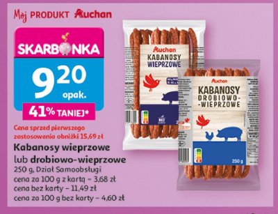 Kabanosy drobiowo-wieprzowe Auchan r贸偶norodne (logo czerwone) promocja