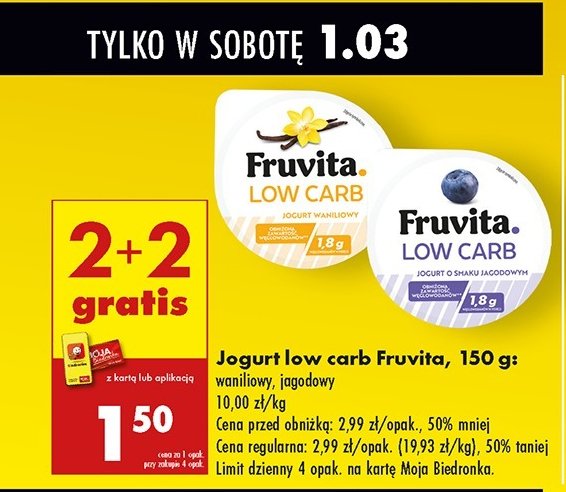 Jogurt jagodowy Fruvita low carb promocja