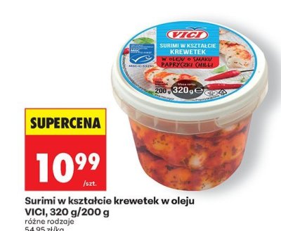 Surimi w kształcie krewetek w oleju VICI różne rodzaje promocja w Biedronka