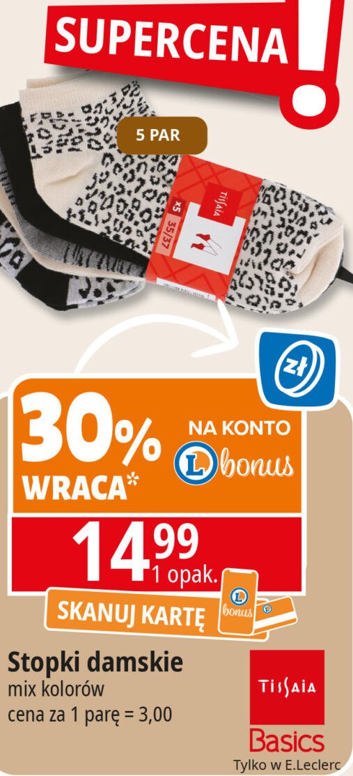 Stopki damskie Tissaia promocja w Leclerc