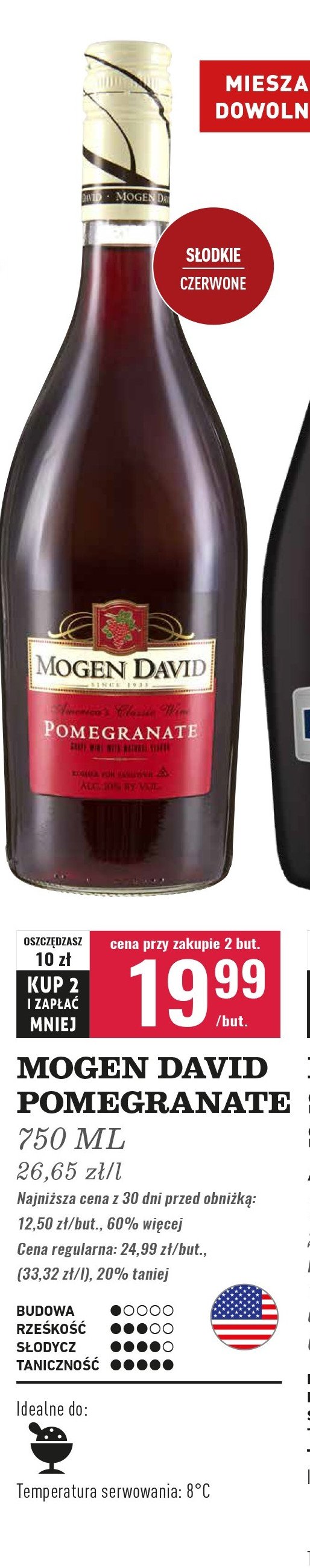 Wino Mogen david pomegranate promocja