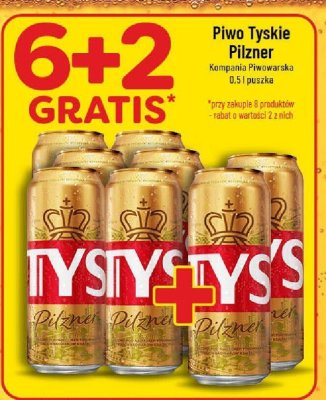 Piwo Tyskie Pilzner Kompania Piwowarska 0,5l puszka promocja w POLOmarket