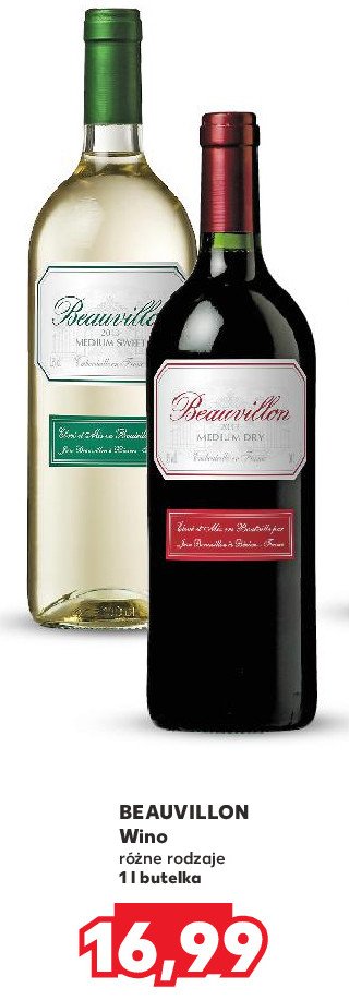 Wino Beauvillon medium sweet promocja w Kaufland