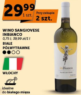Wino Sangiovese Inbianco białe półwytrawne promocja w Euro Sklep