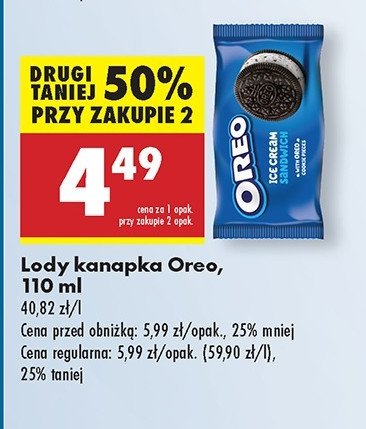 Lody z kawałkami ciastek Oreo promocja w Biedronka