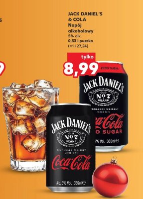 Napój alkoholowy JACK DANIEL'S & COLA 5% alk. 0,33 l puszka promocja w Kaufland