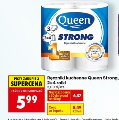 Ręczniki kuchenne Queen Strong, 2=4 rolki promocja w Biedronka