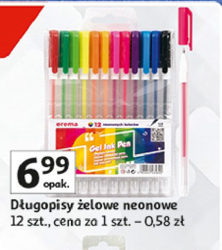 Długopisy żelowe neonowe Erema promocja w Auchan