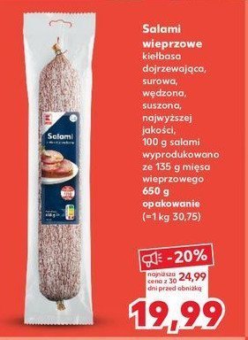 Salami wieprzowe K-classic promocja