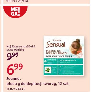 Plastry do depilacji twarzy aloes skóra wrażliwa Joanna sensual promocja w Rossmann