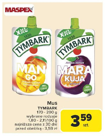 Mus jabłko-banan-marakuja-cytryna Tymbark mus promocja