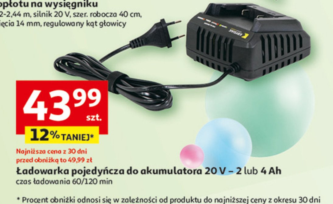 Ładowarka pojedyncza 20 v 4 ah promocja w Auchan