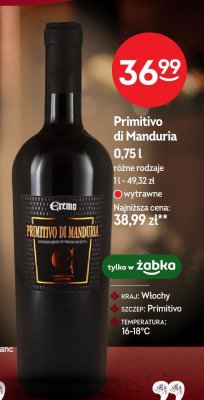 Wino Primitivo di Manduria 0,75l promocja w Żabka