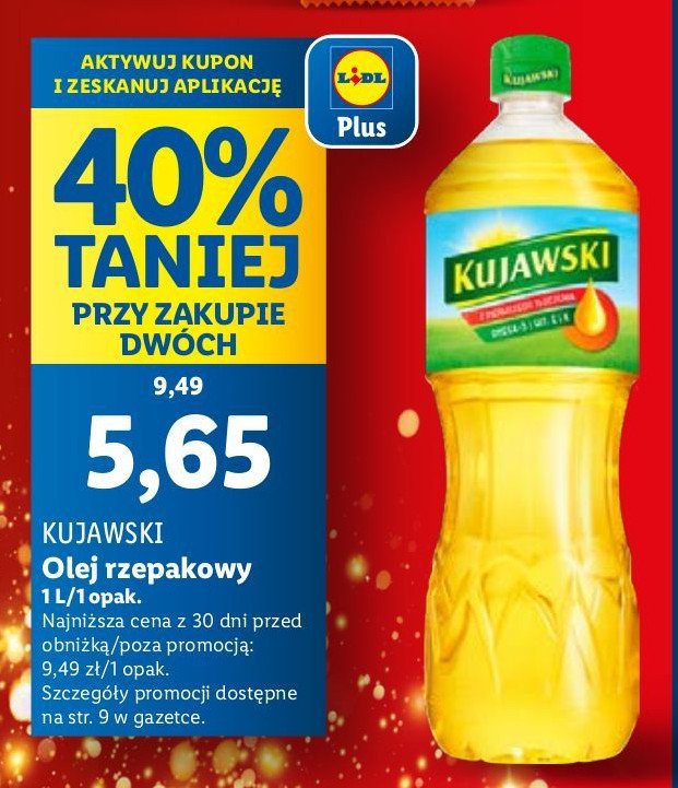 Olej rzepakowy Kujawski Kujawski kruszwica promocja w Lidl