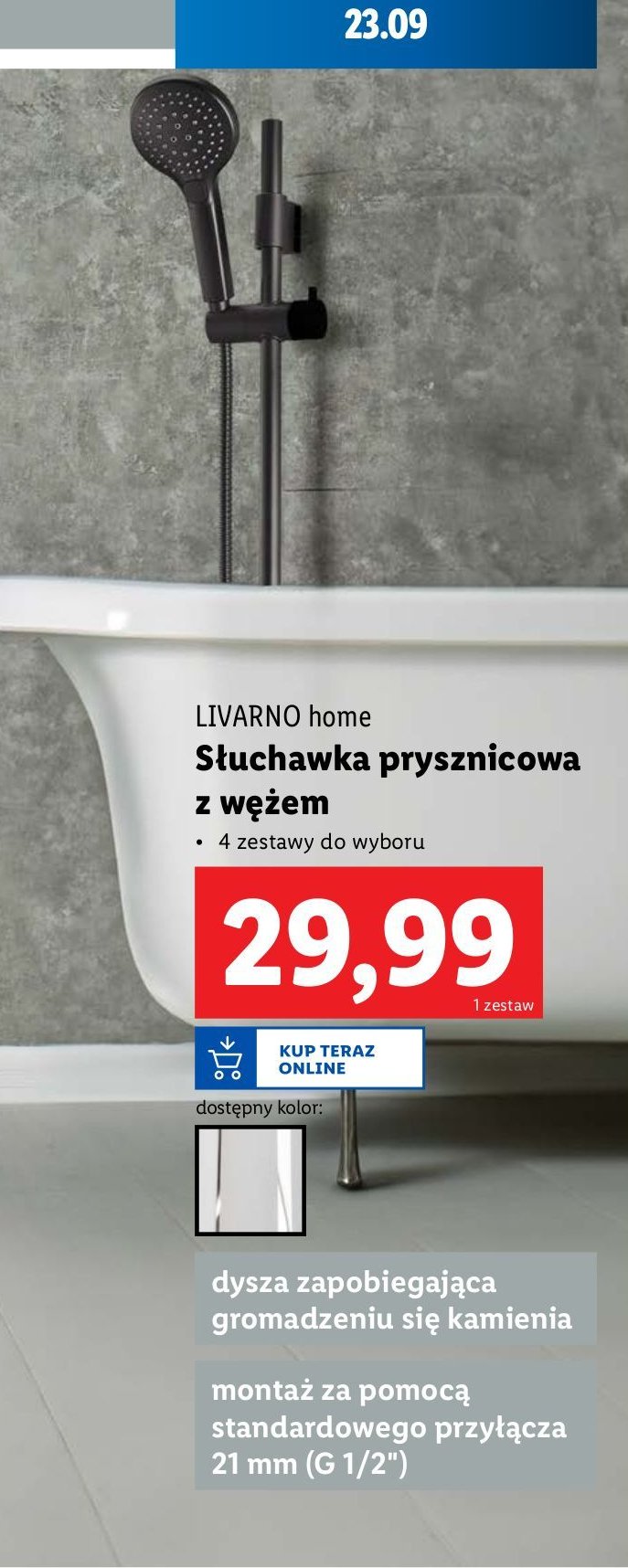 Słuchawka prysznicowa z wężem LIVARNO HOME promocja