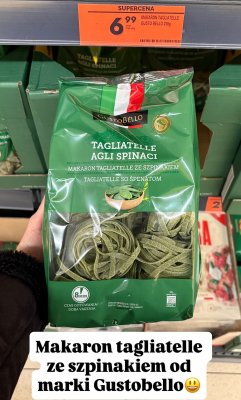 Makaron tagliatelle ze szpinakiem Gusto Bello promocja w Biedronka
