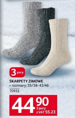 Skarpety zimowe, rozmiary: 35/38-43/46 promocja w Selgros