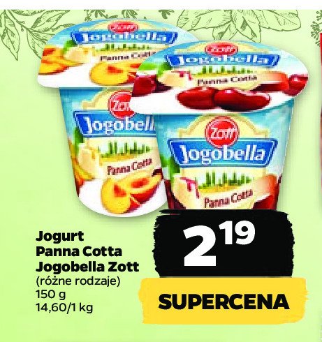 Jogurt panna cotta z brzoskwini膮 Zott jogobella promocja
