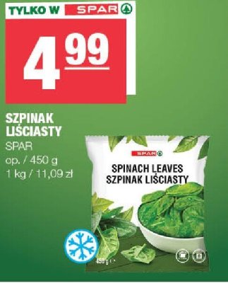 Szpinak liściasty Spar promocja w SPAR