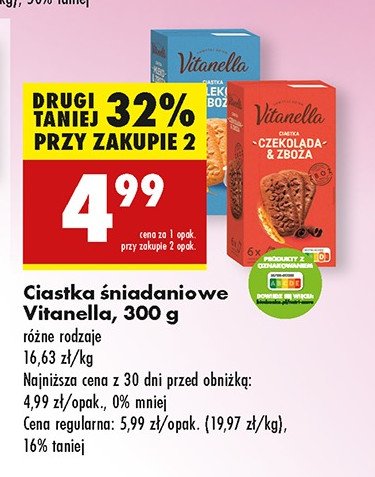 Ciastka mleko i zboża Vitanella promocja w Biedronka