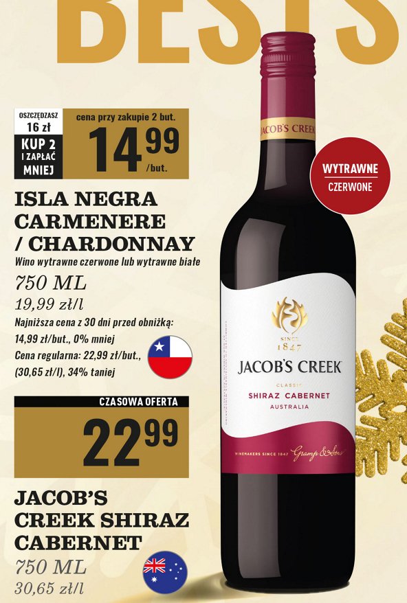 Wino Jacob's creek shiraz cabernet promocja w Biedronka