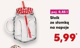 Słoik z uchem i ze słomką 450 ml promocja