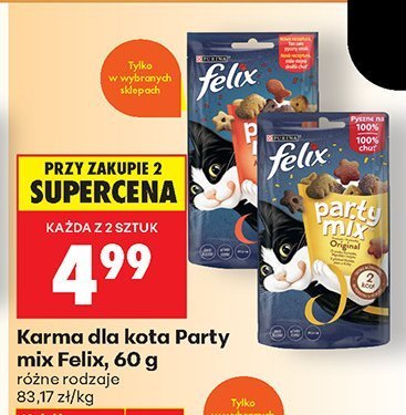 Karma dla kota Party mix Felix różne rodzaje 60g promocja w Biedronka