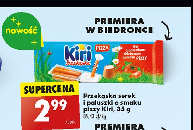 Przekąska: serek+paluszki pizza Kiri promocja