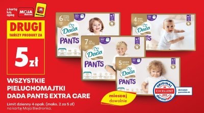 Pieluchomajtki Dada Pants Extra Care rozmiar 6 promocja w Biedronka