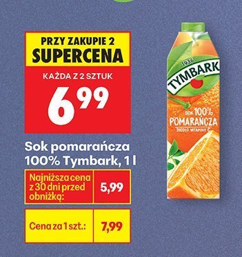 Sok pomarańcza 100% 1 l promocja w Biedronka