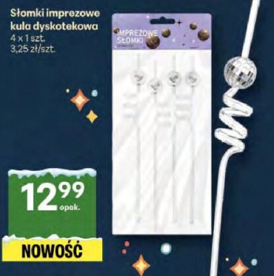 Słomki imprezowe kula dyskotekowa 4 x 1 szt. promocja w Delikatesy Centrum