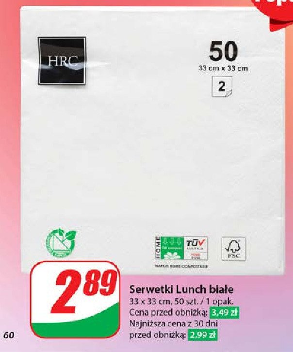 Serwetki 33 x 33 cm Hrc promocja