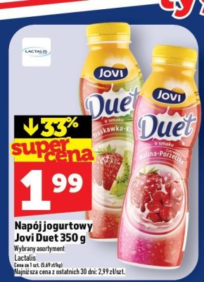 Napój jogurtowy Jovi Duet wiśnia-porzeczka 350g promocja w TOPAZ