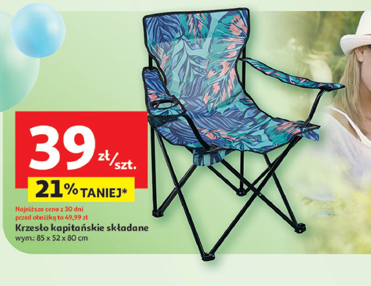 Krzesełko kapitańskie składane promocja w Auchan