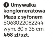 Umywalka konglomeratowa Maza z syfonem promocja w Castorama