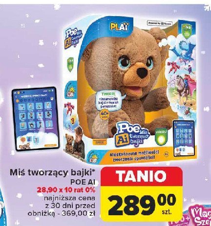 Miś tworzący bajki poe ai Cobi promocja w Carrefour