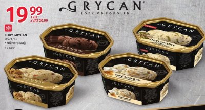 Lody Grycan 0,9l/1,1l różne rodzaje promocja w Selgros