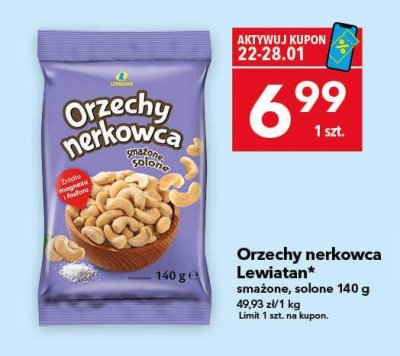 Orzechy nerkowca Lewiatan smażone, solone 140 g promocja w LEWIATAN