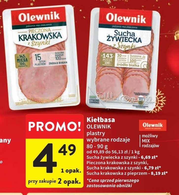 Kiełbasa sucha krakowska z zielonym pieprzem Olewnik promocja